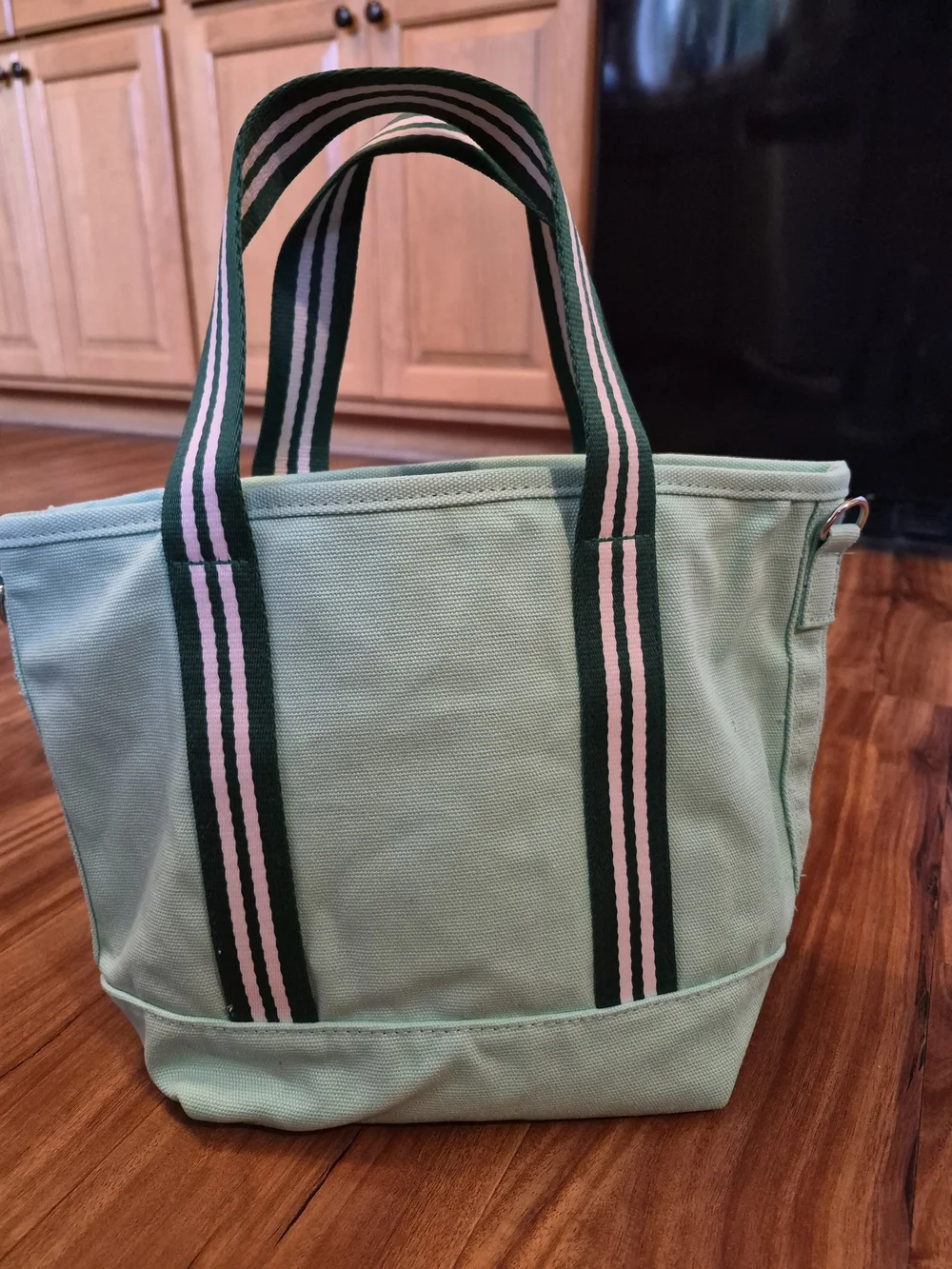 Starbucks Mint Green Canvas Tote with Striped Handles